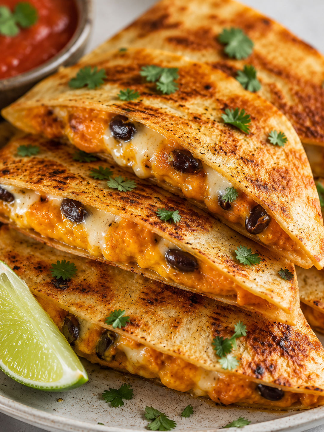 Easy Pumpkin Quesadilla, plated and served
