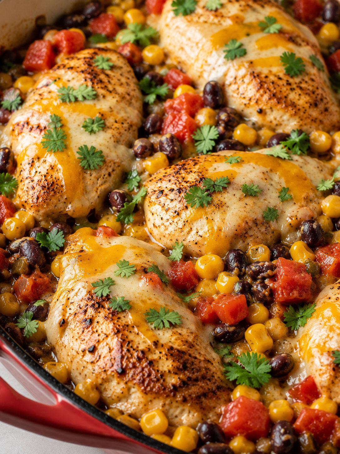 Easy Santa Fe Chicken Skillet, plated and served