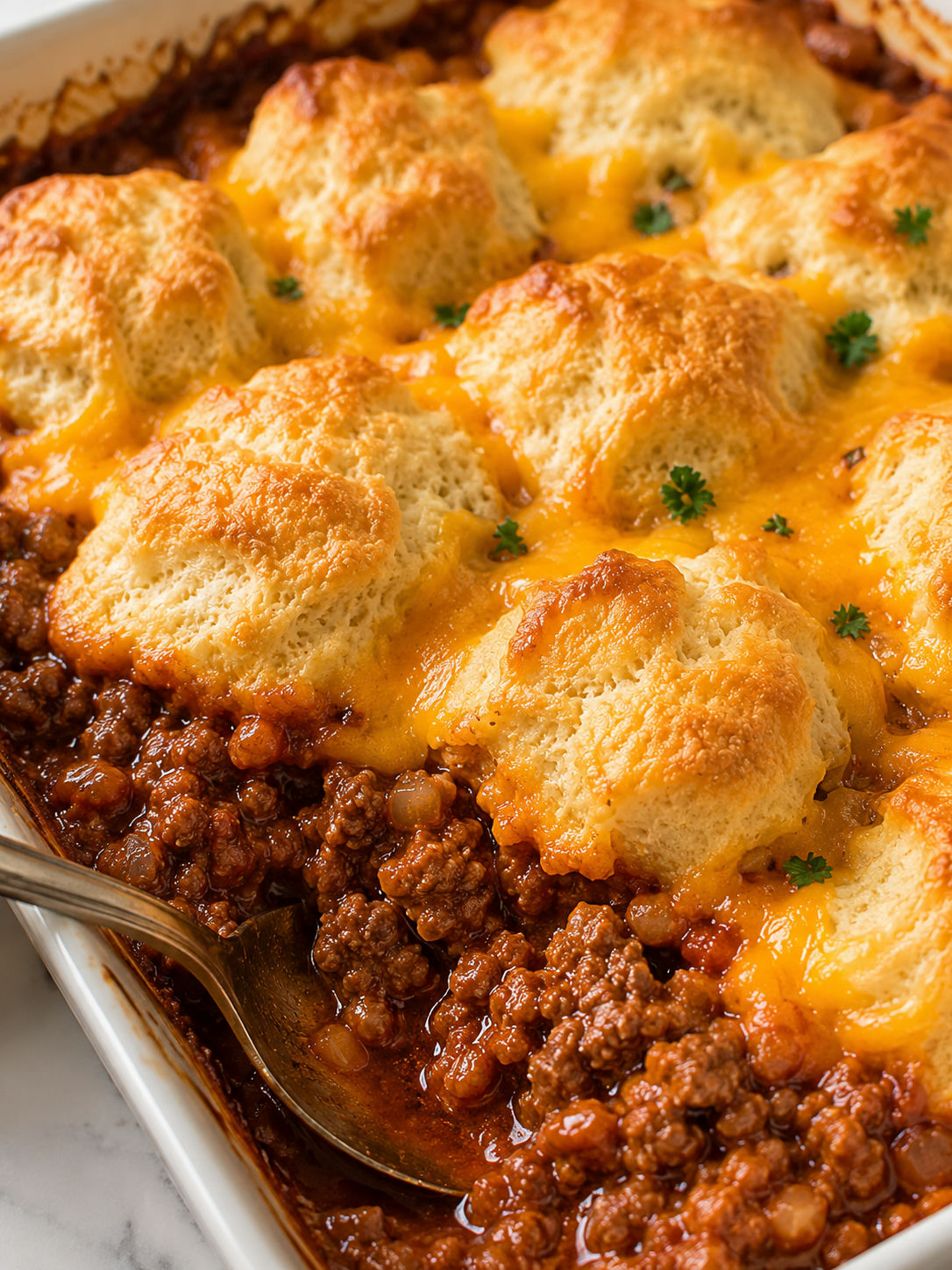 Easy Sloppy Joe Casserole, plated and served