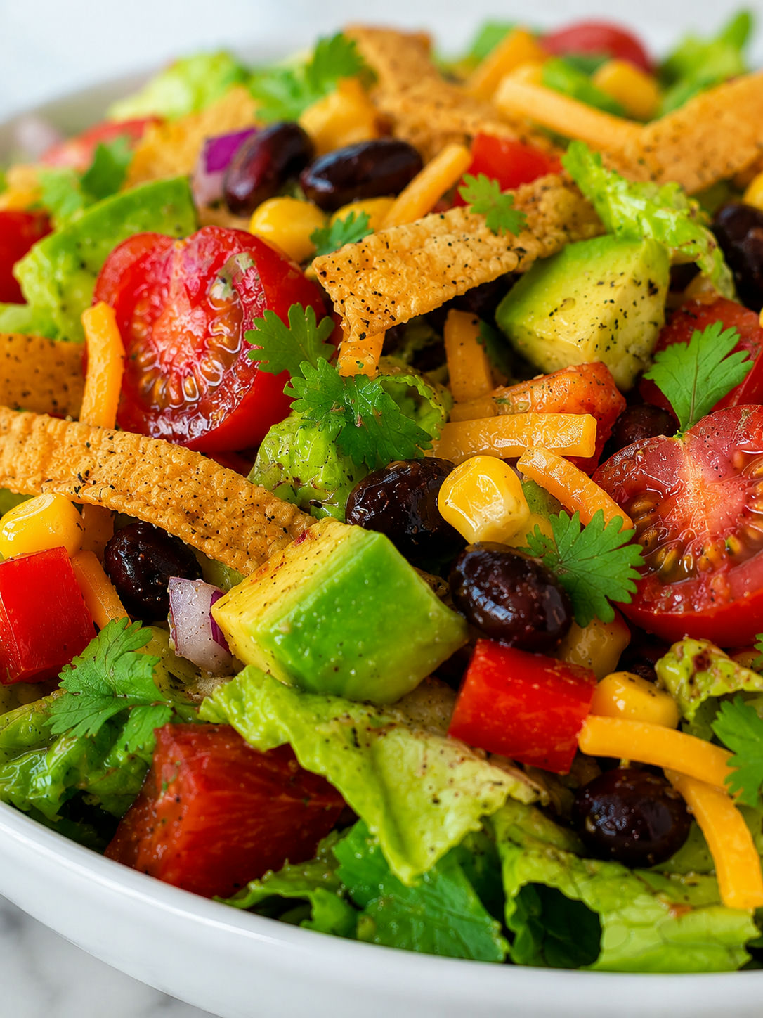 Easy Tex-Mex Salad, plated and served