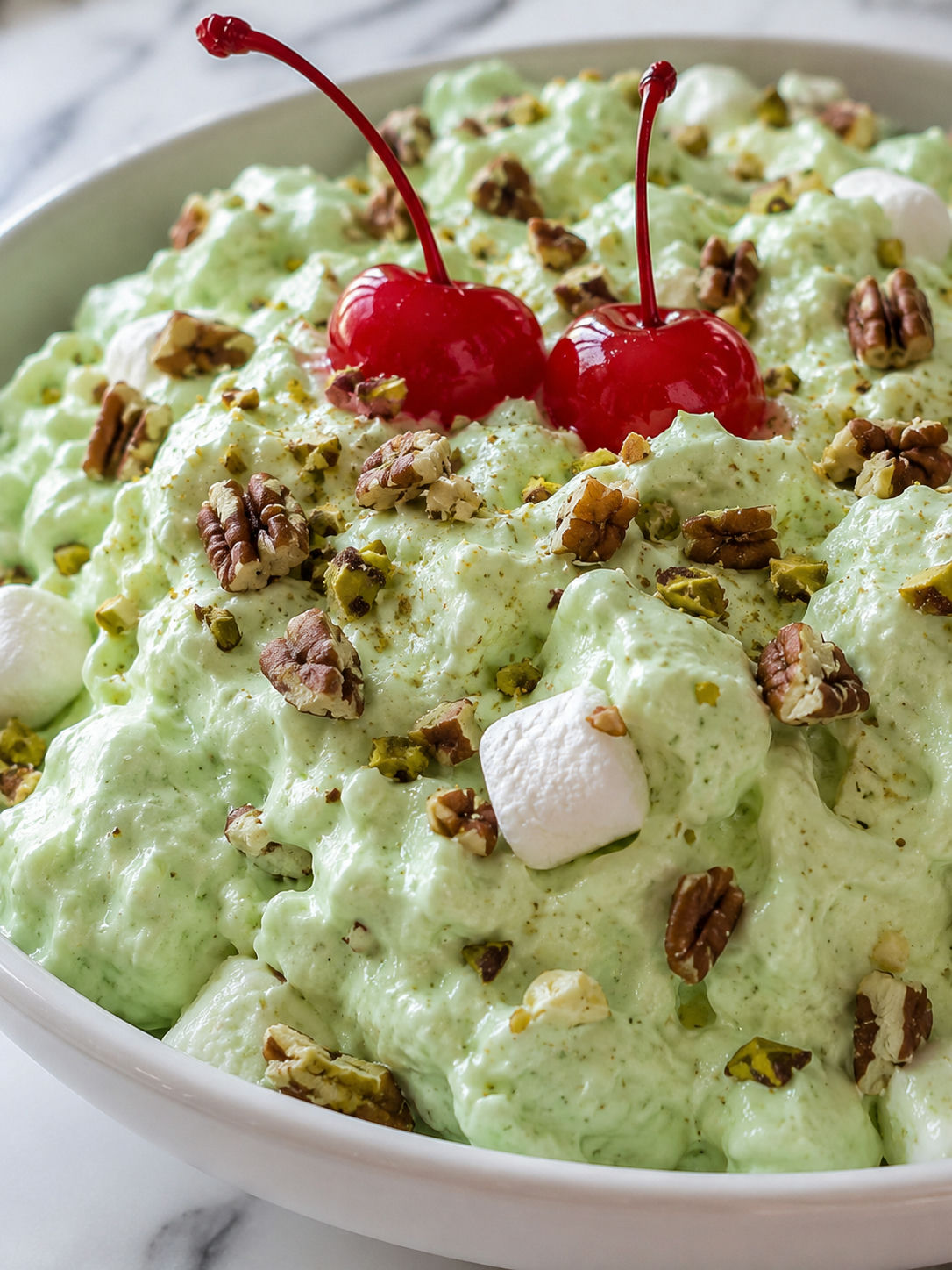 Easy Watergate Salad, plated and served