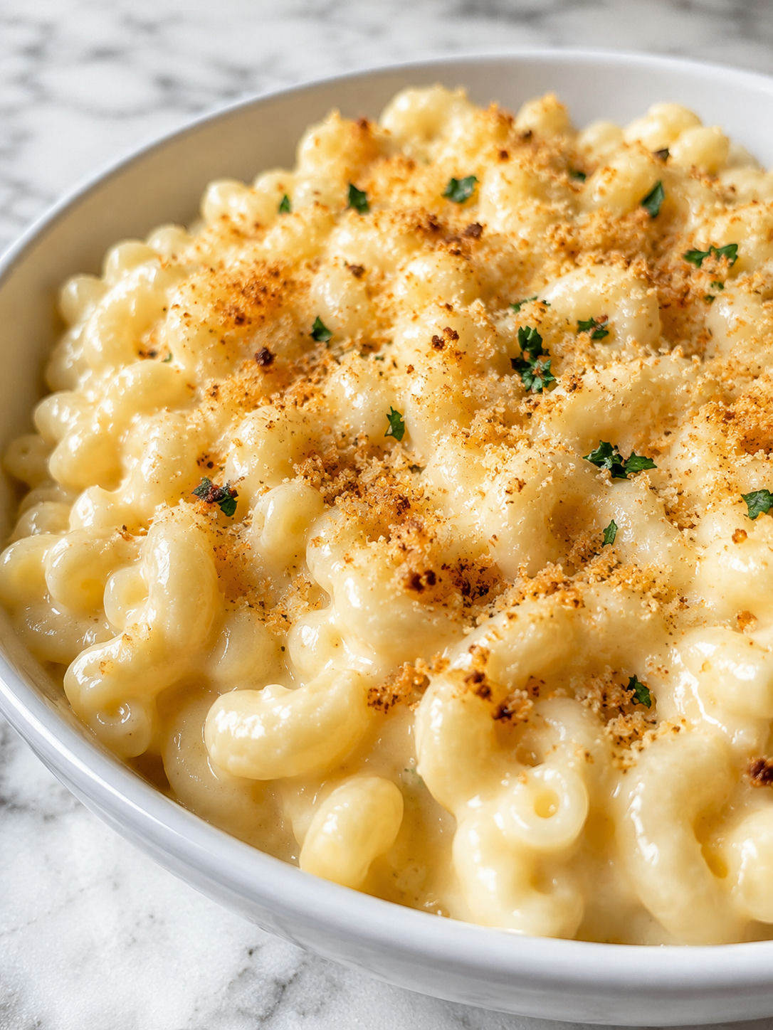 Easy White Cheddar Mac and Cheese, plated and served