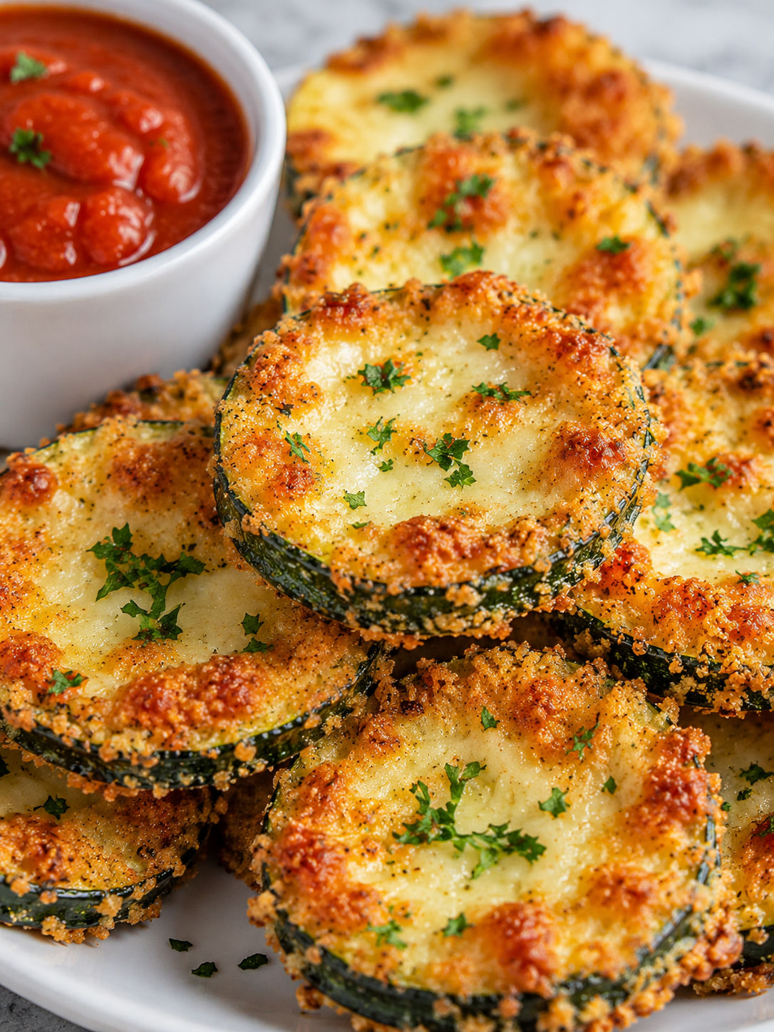 Easy Zucchini Cheese Crisps, plated and served