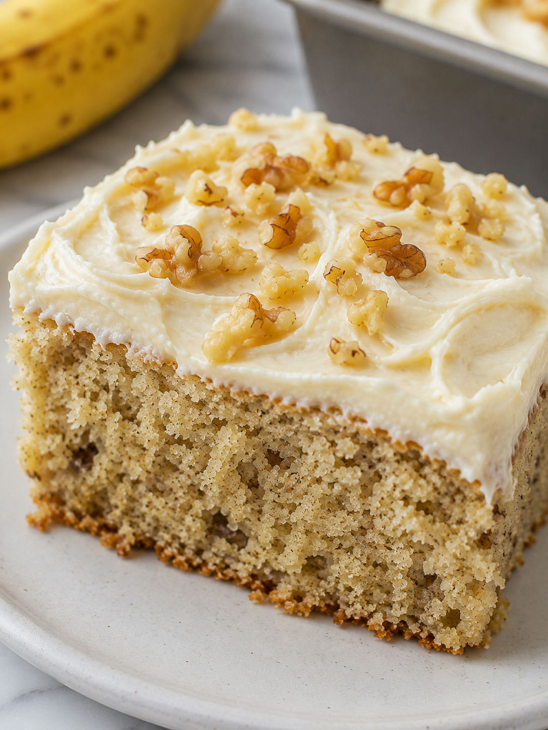 Easy and Delicious Banana Cake, plated and served
