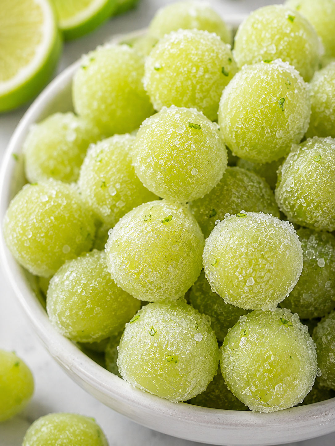 Frozen Candied Grapes, plated and served