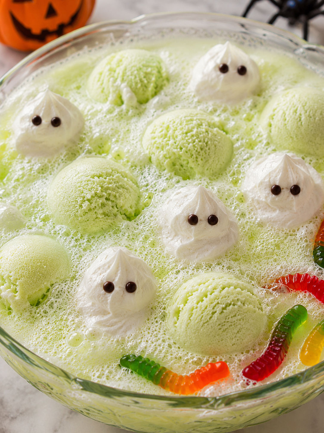 Ghostly Halloween Punch, plated and served