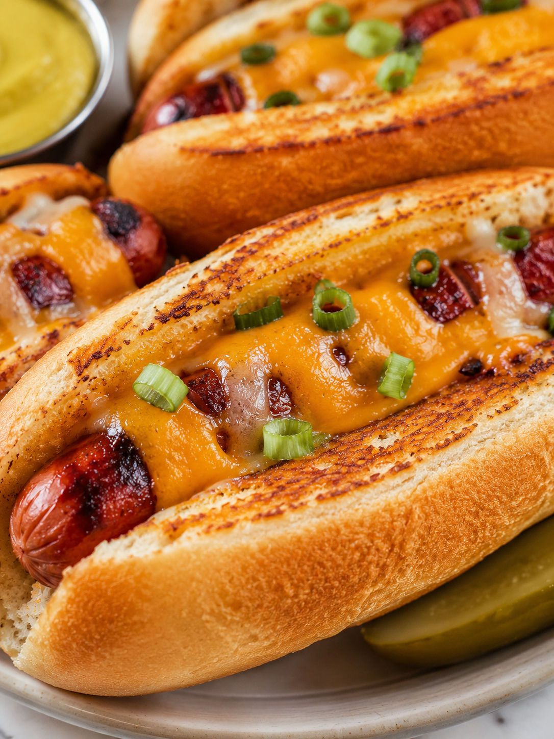 Grilled Cheese Dogs, plated and served