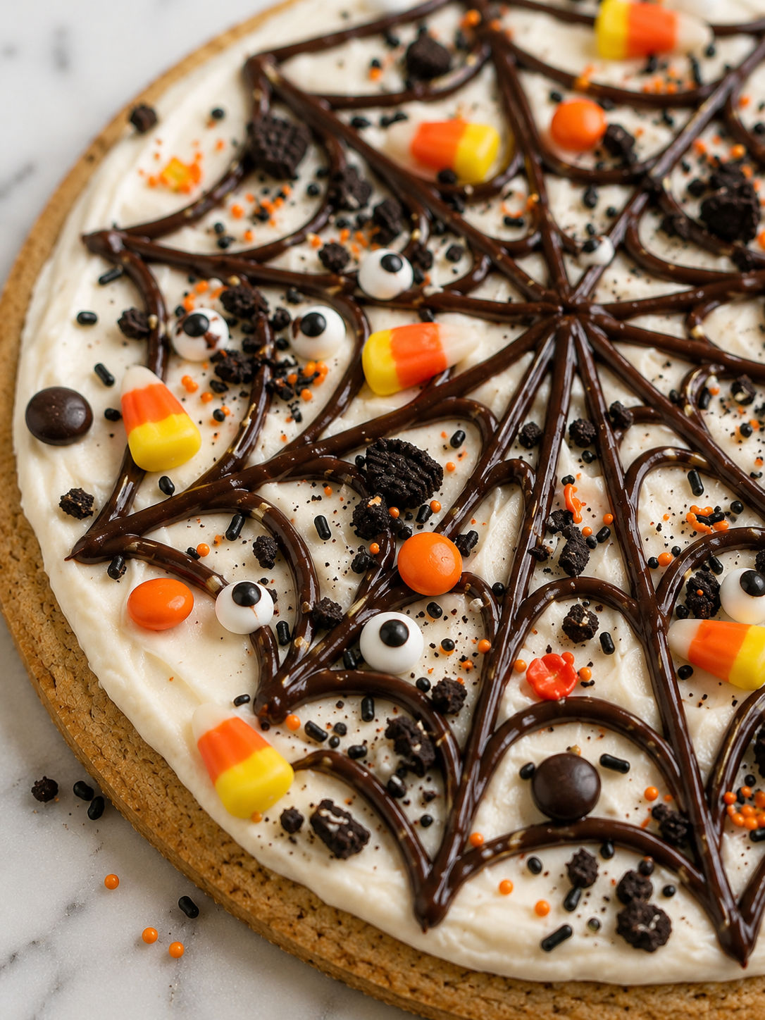 Halloween Dessert Pizza, plated and served