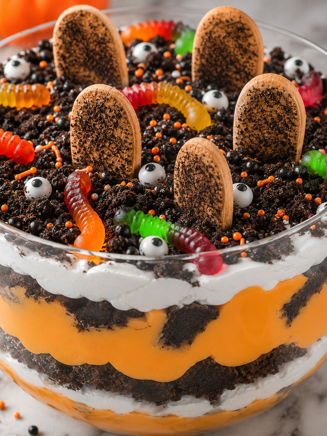 Halloween Trifle, plated and served