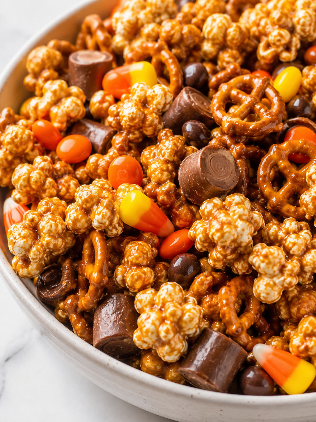 Harvest Caramel Corn, plated and served