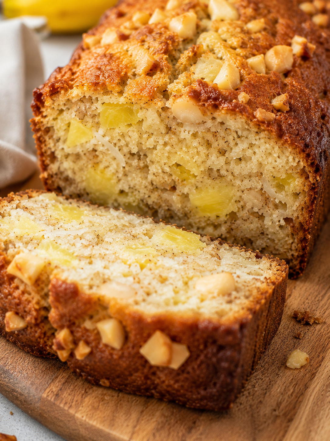 Hawaiian Banana Bread, plated and served