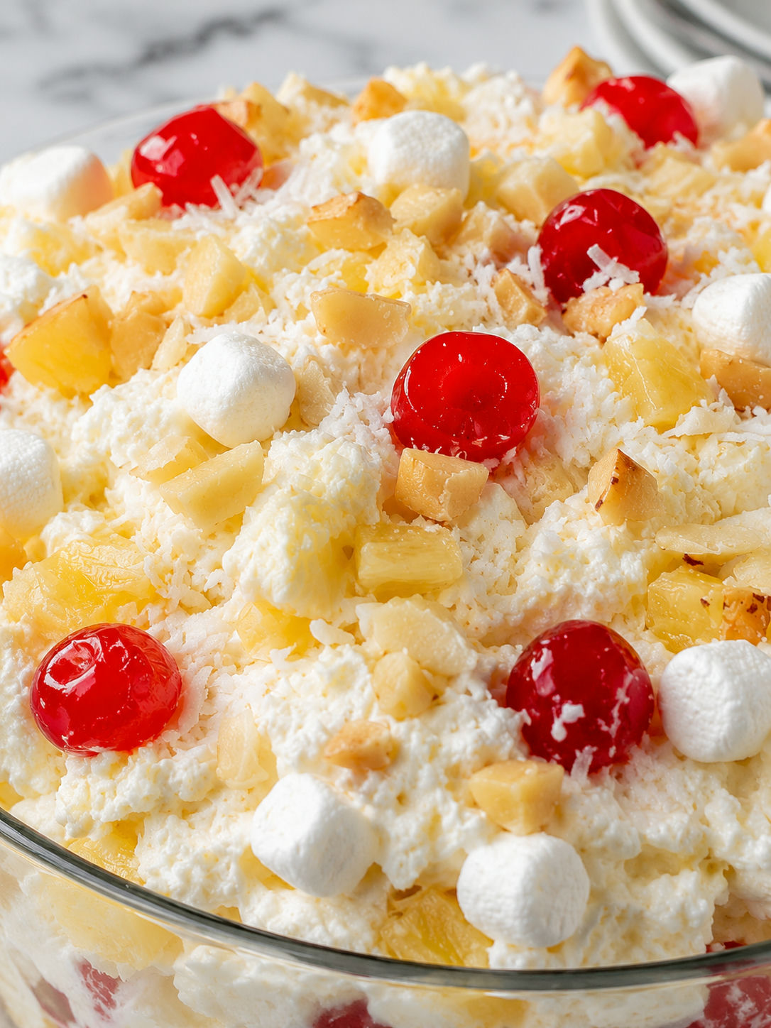 Hawaiian Pineapple Coconut Fluff, plated and served
