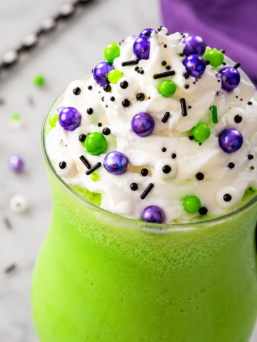 Hocus Pocus Halloween Milkshake, plated and served