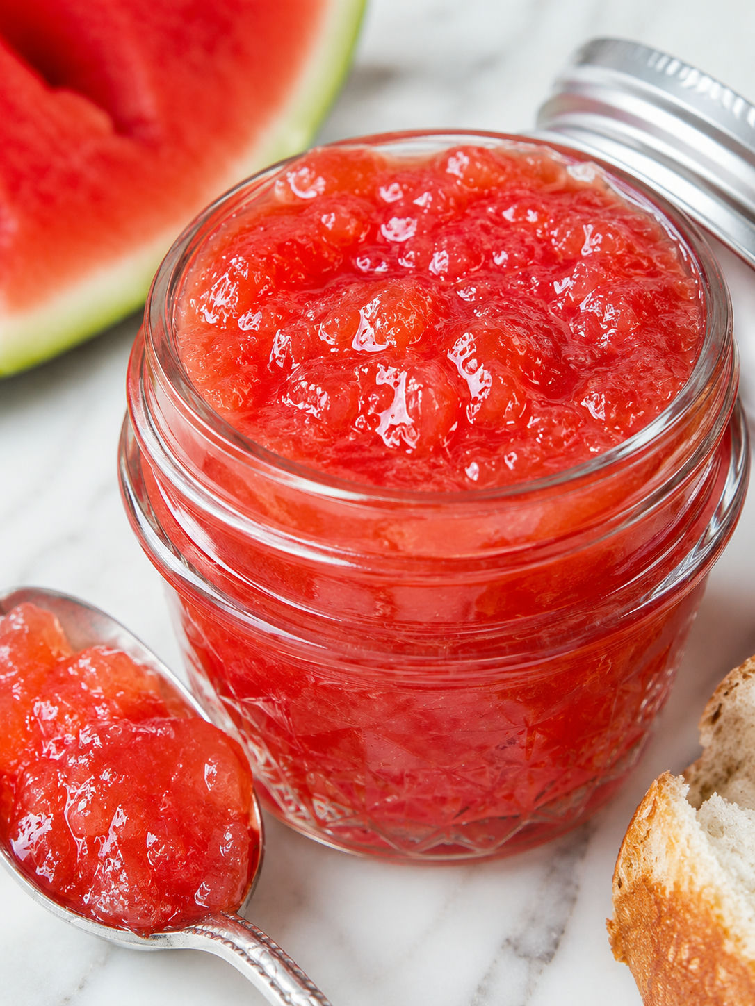 Homemade Sweet Watermelon Jam, plated and served