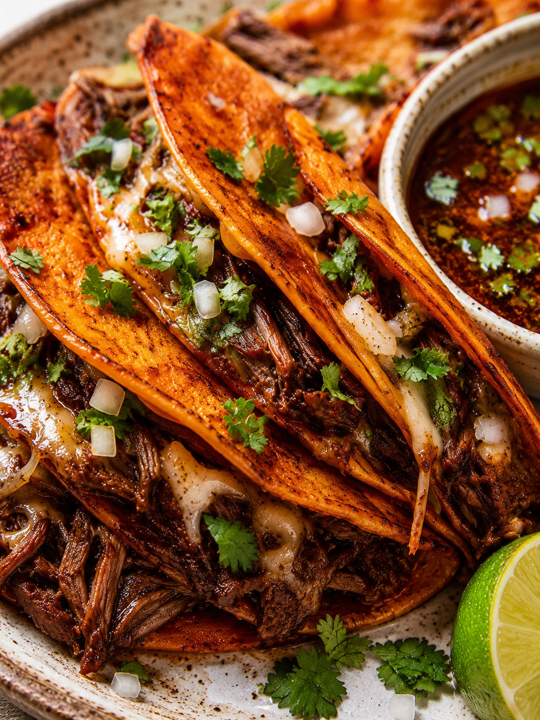How to Make Quesabirria Tacos, plated and served
