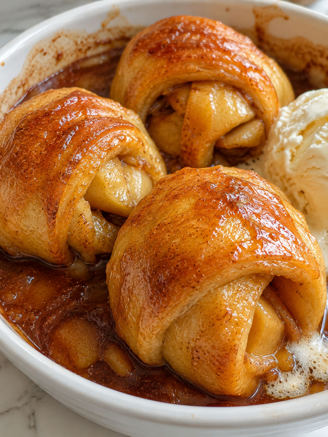 Irresistible Hot Apple Dumplings, plated and served