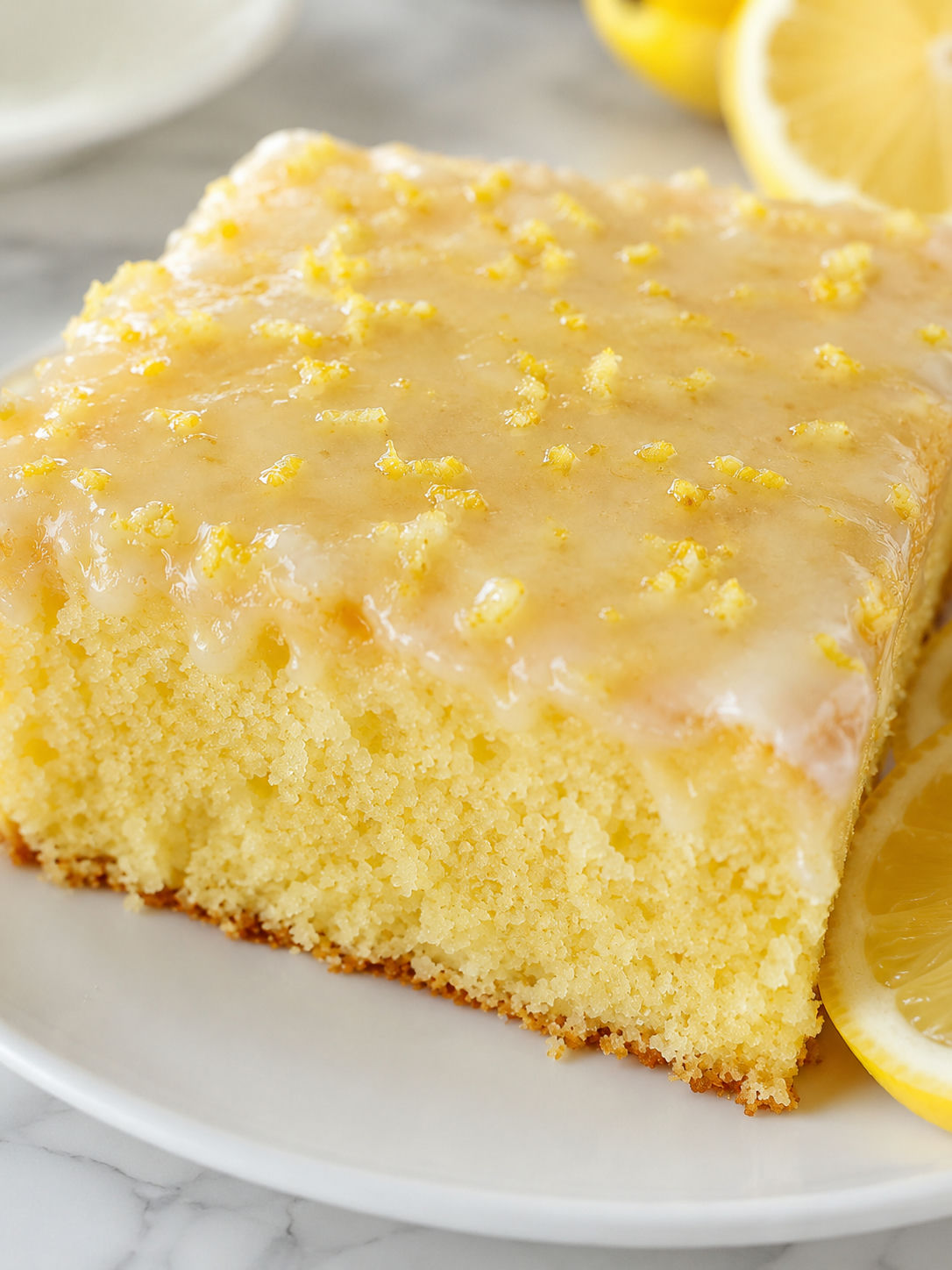 Irresistible Lemon Cake to Die For, plated and served