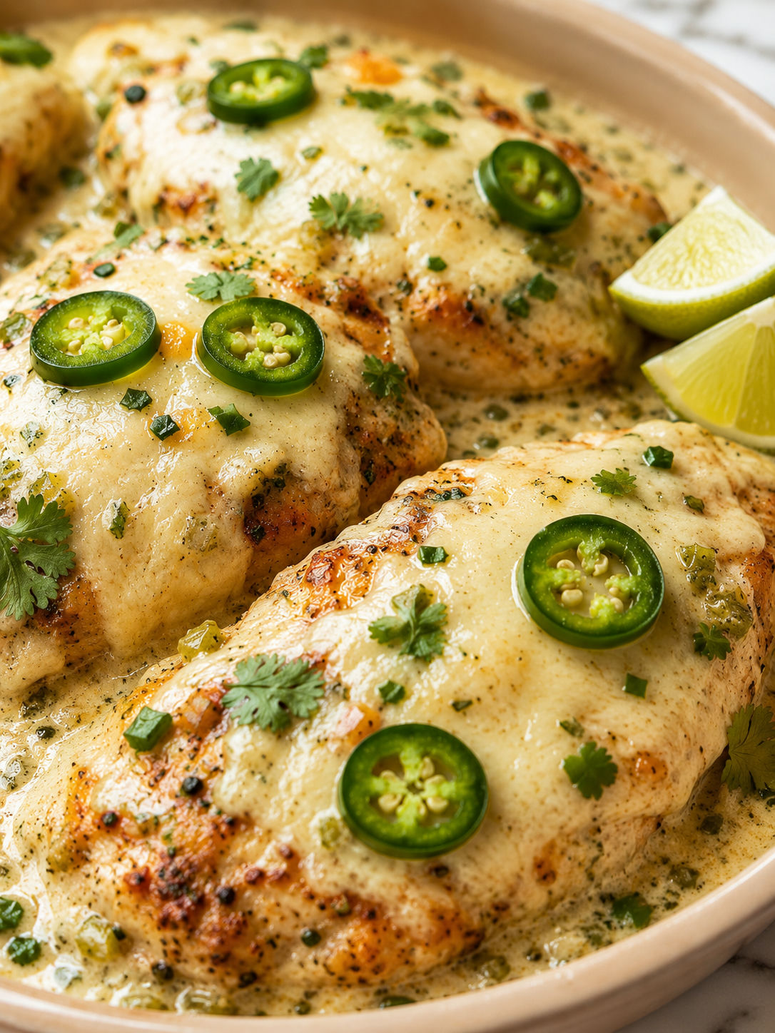 Jalapeño Chicken, plated and served