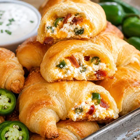 Jalapeño popper crescent rolls with creamy cheese filling and ranch dip