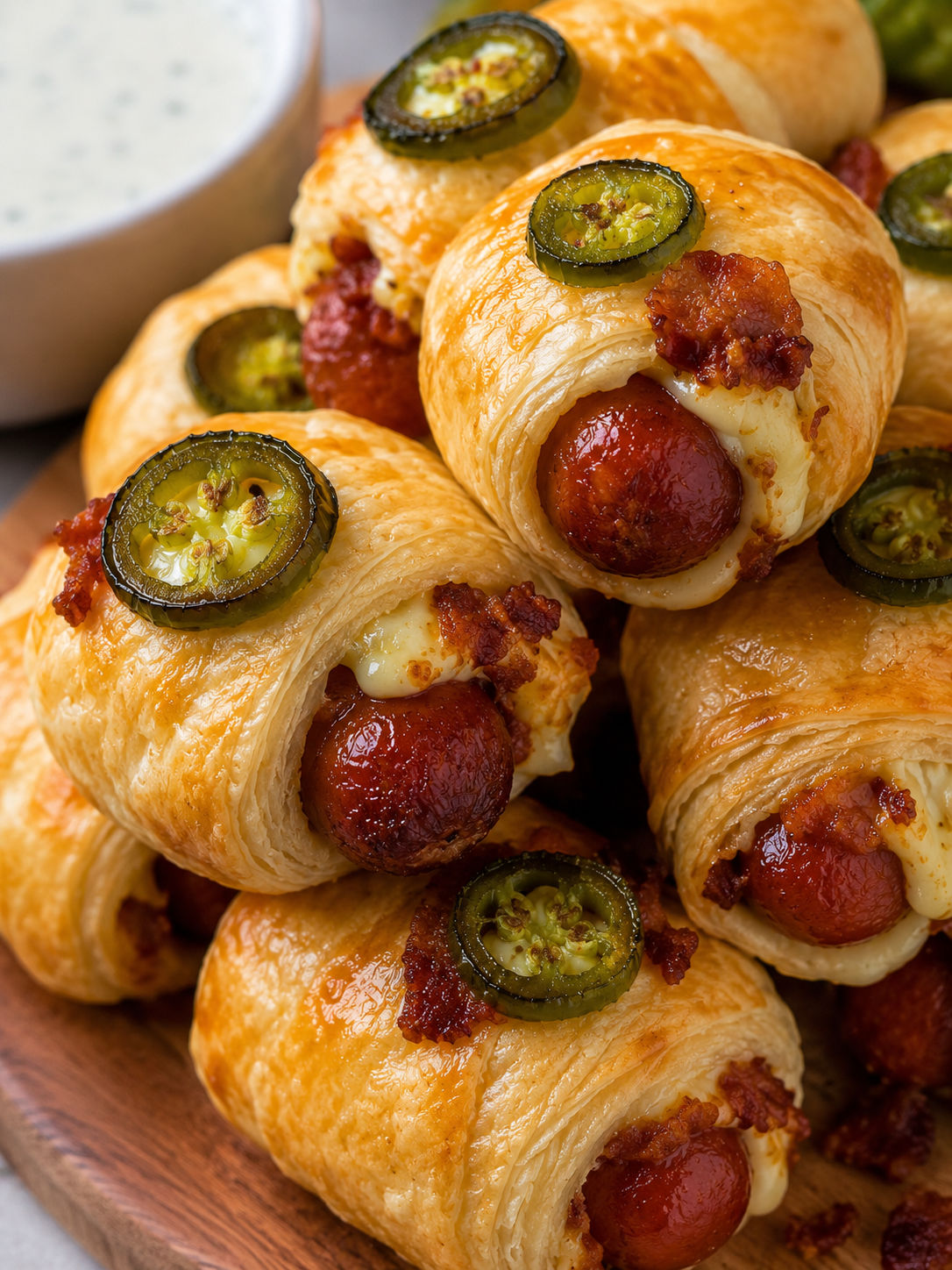Jalapeño Popper Pigs in a Blanket, plated and served