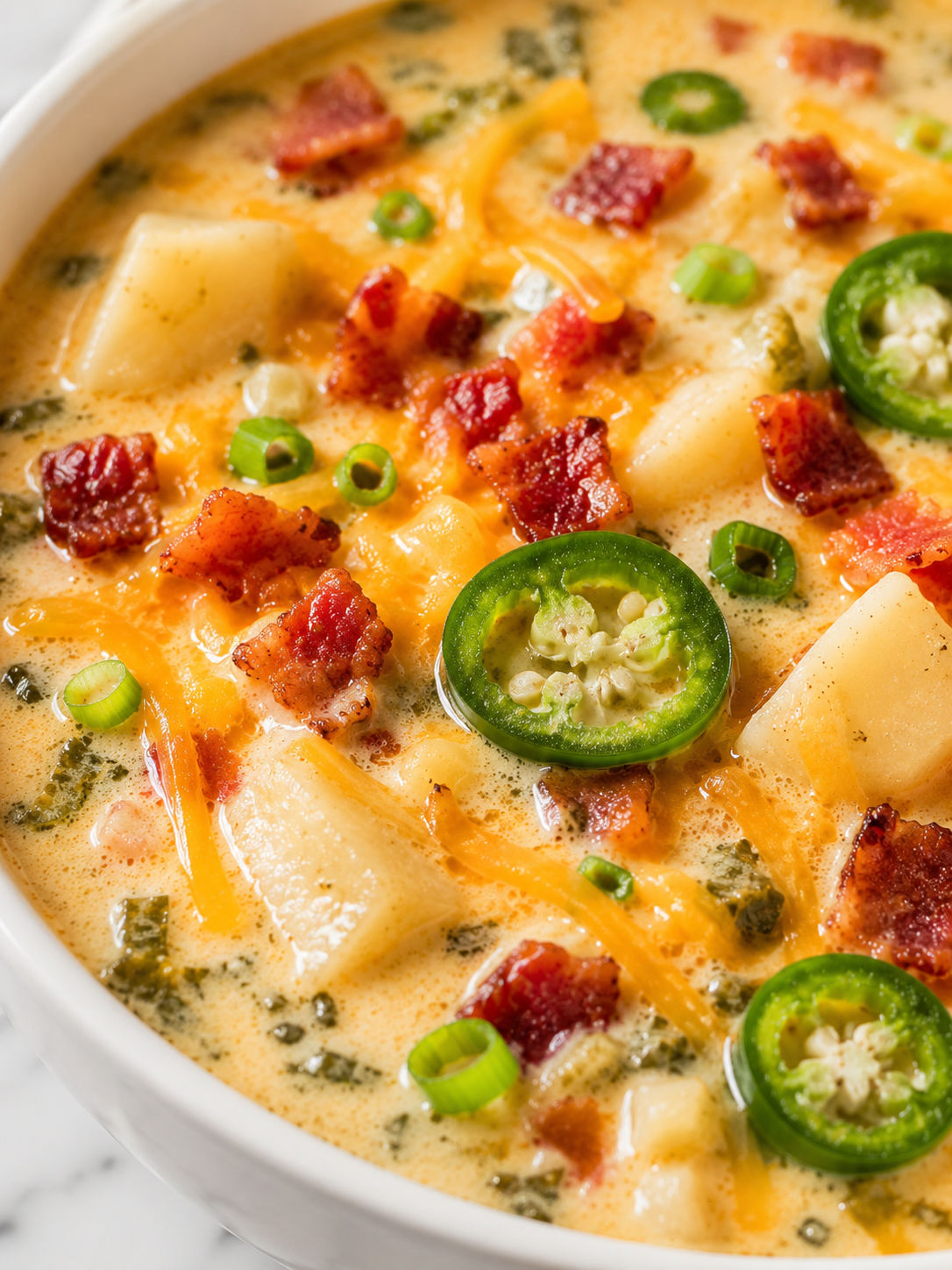 Jalapeño Popper Soup, plated and served