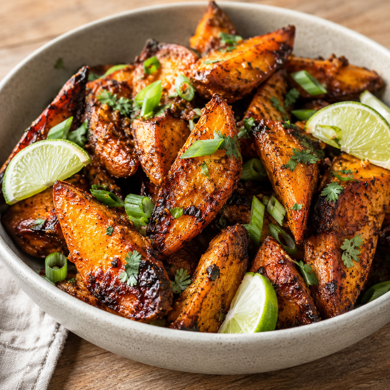 Jamaican Sweet Potatoes with scallions, cilantro, and lime