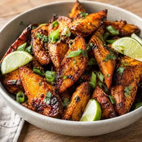 Jamaican Sweet Potatoes with scallions, cilantro, and lime