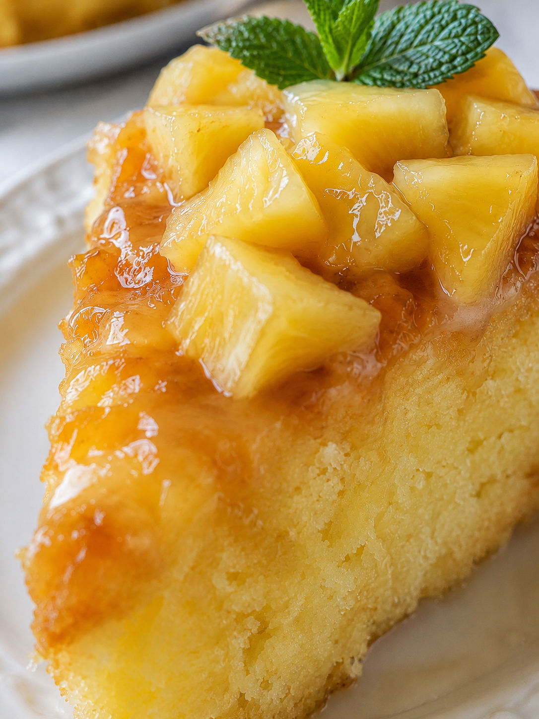 Juicy Pineapple Cake, plated and served