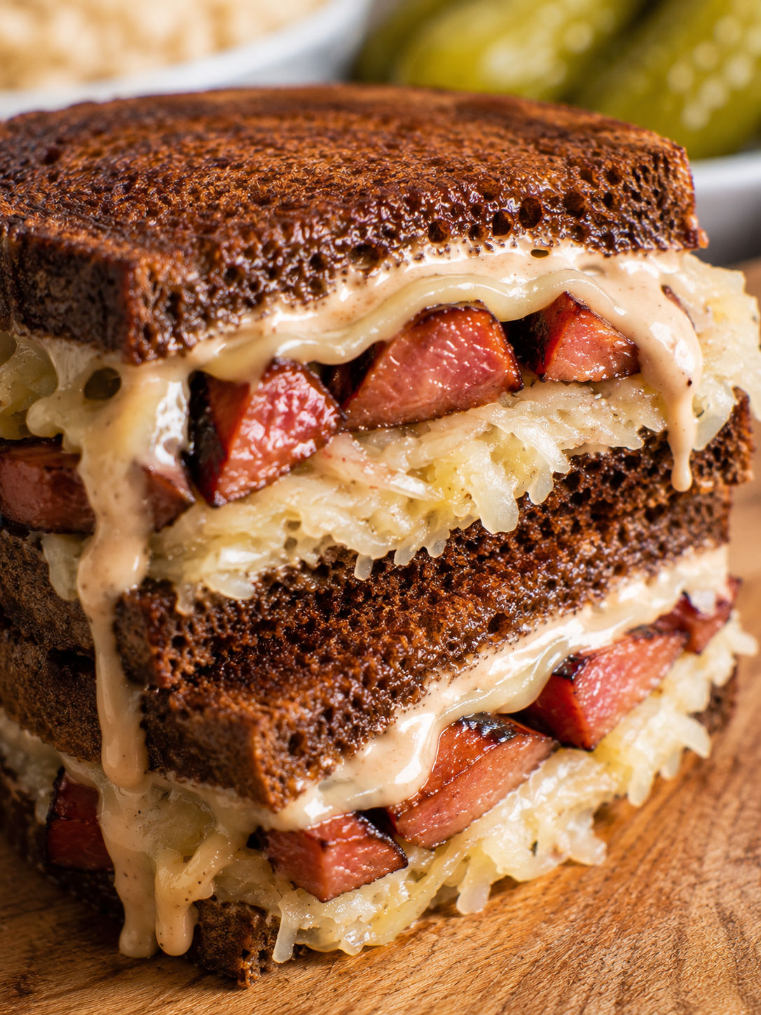 Kielbasa Reuben, plated and served