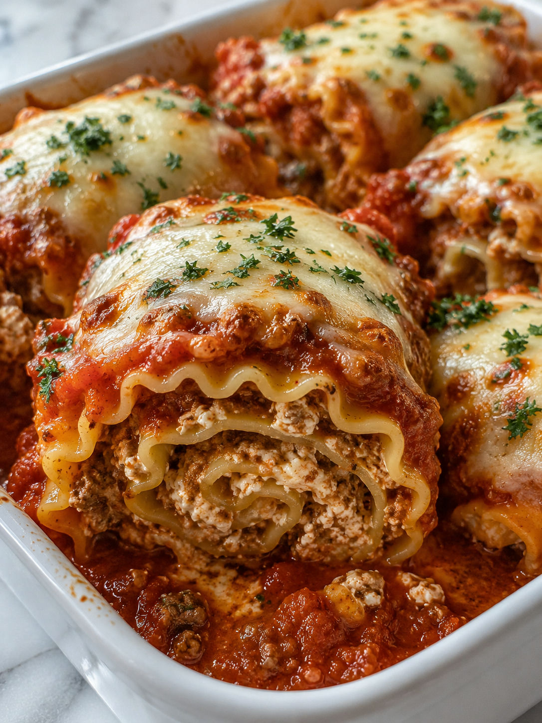 Lasagna Roll Ups, plated and served