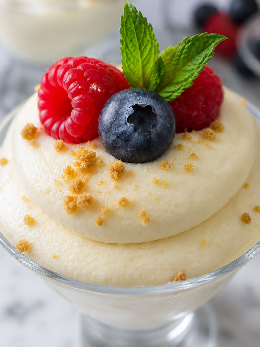 Lemon Cheesecake Mousse, plated and served