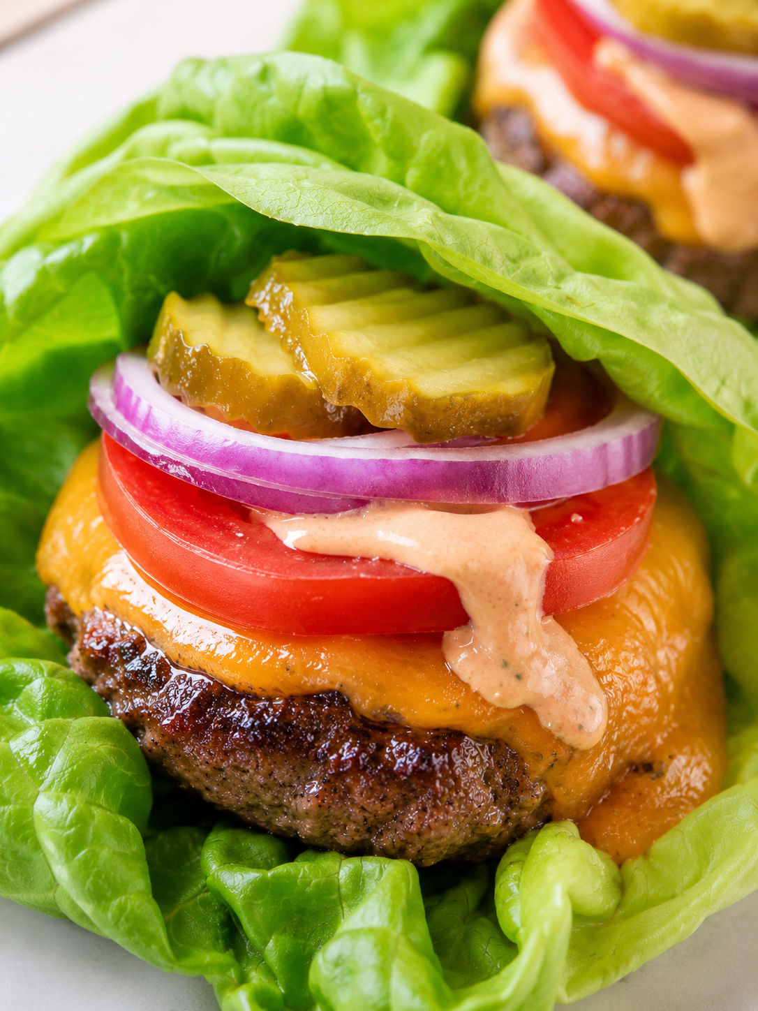 Lettuce Wrap Burgers, plated and served