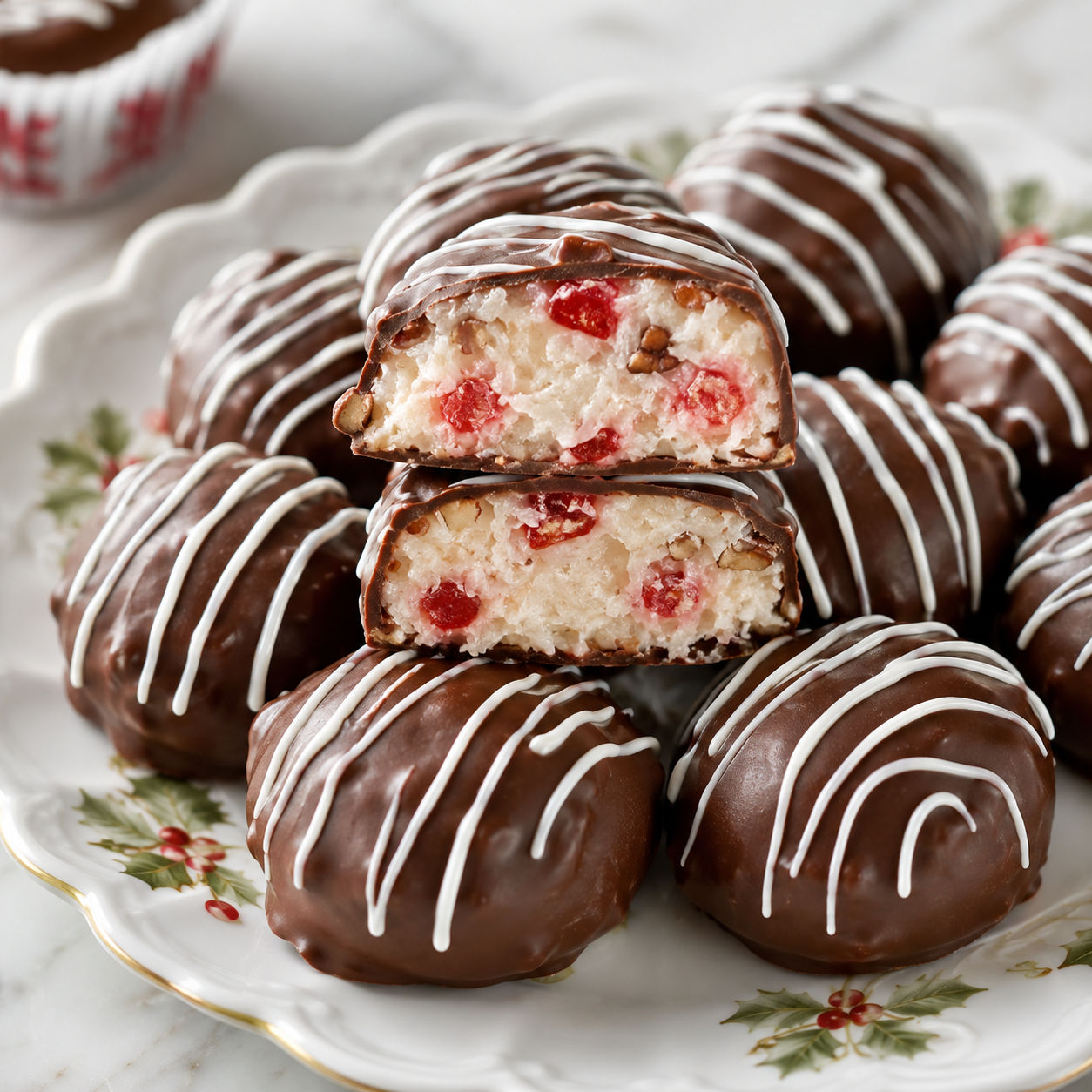 Martha Washington Candies with chocolate shells and creamy coconut centers
