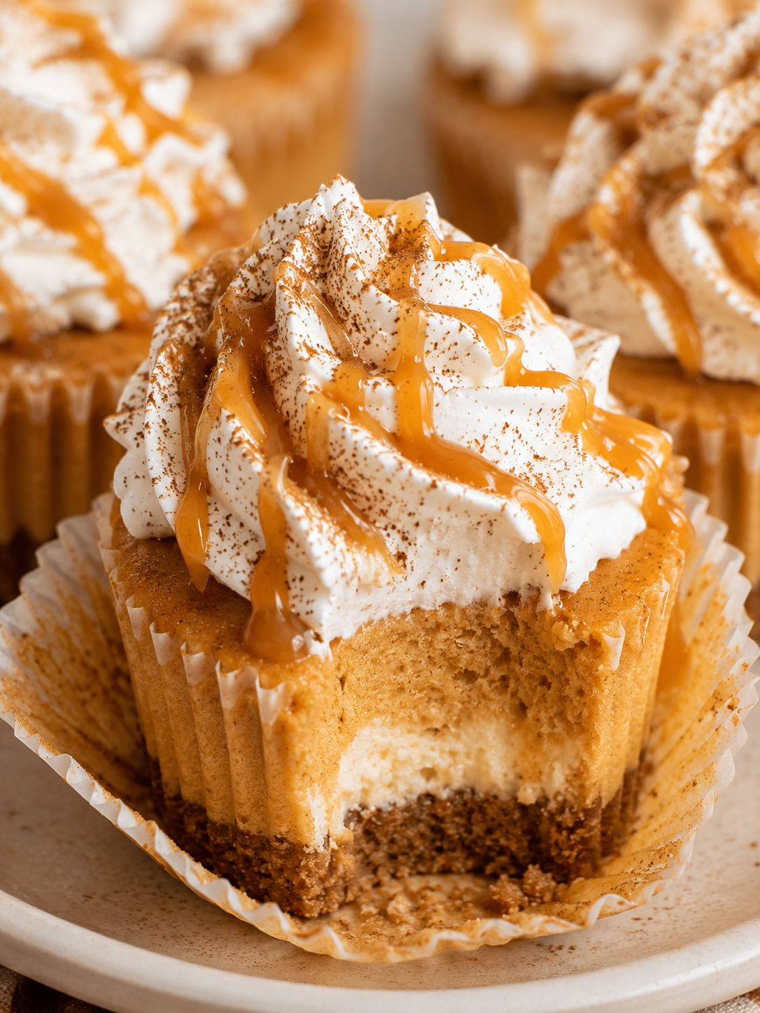 Mini Pumpkin Cheesecakes, plated and served