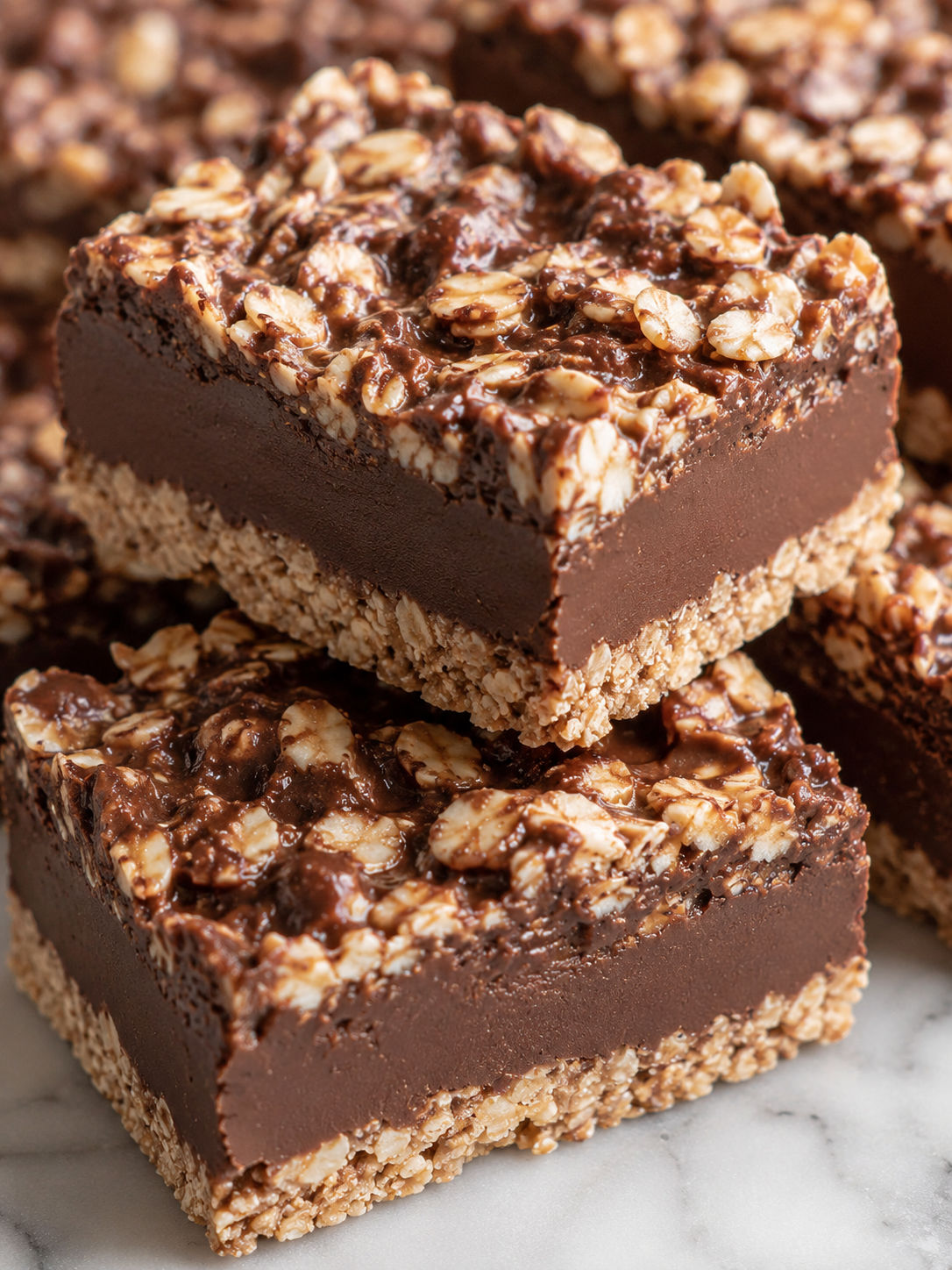No Bake Chocolate Oat Bars, plated and served