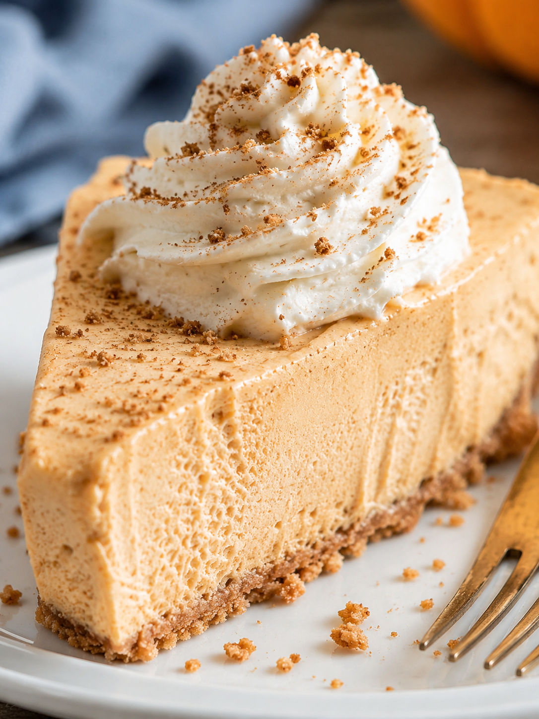 No Bake Pumpkin Cheesecake, plated and served