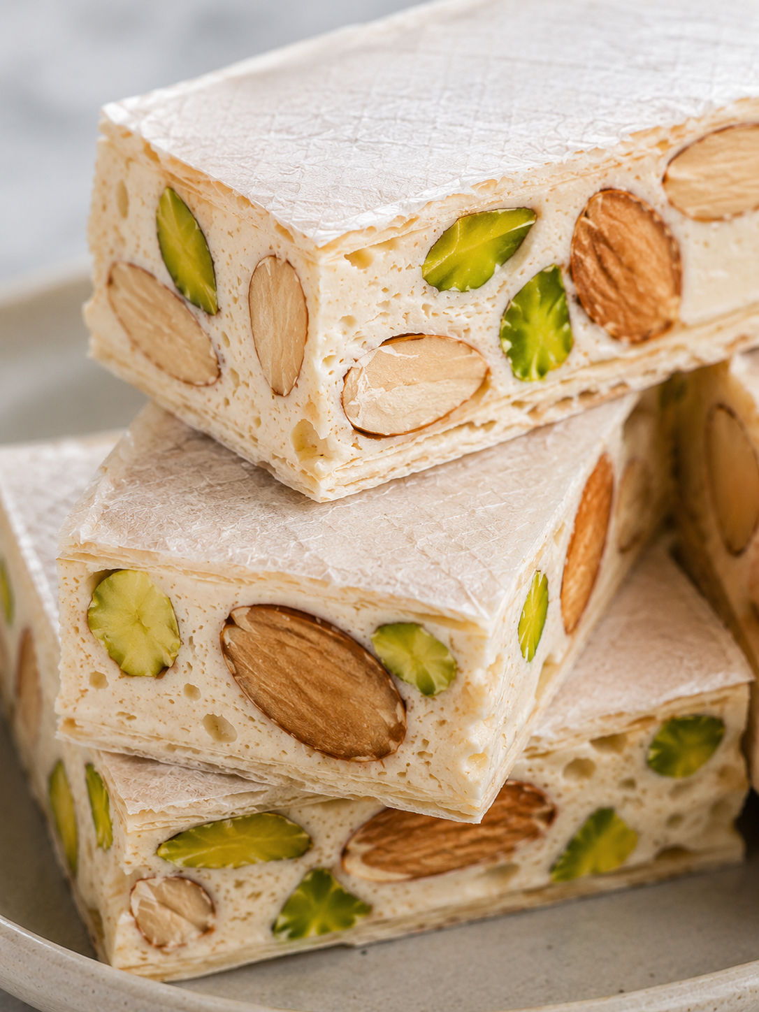 Nougat Torrone, plated and served