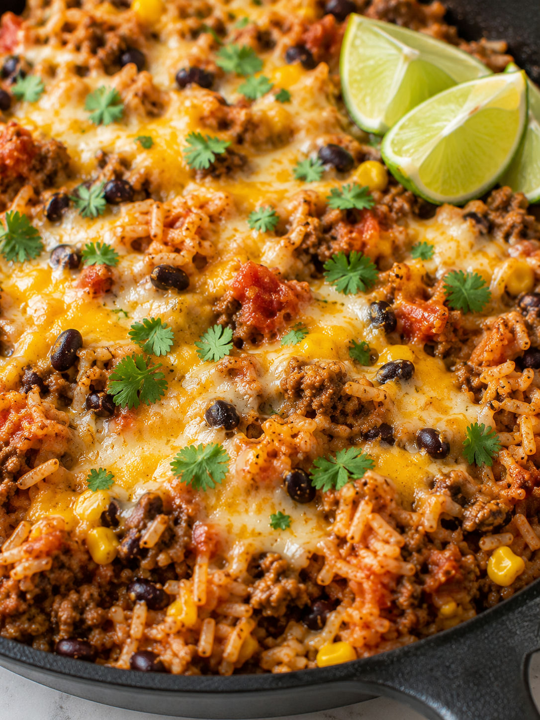 One Pot Mexican Rice Casserole, plated and served