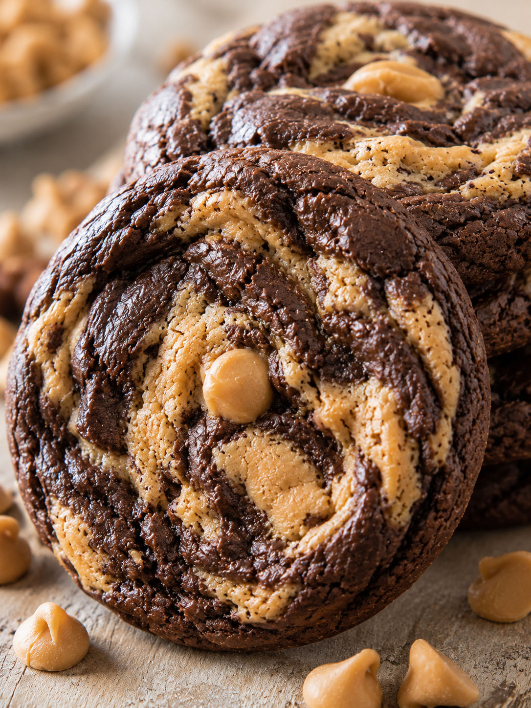 Peanut Butter Brownie Swirl Cookies, plated and served