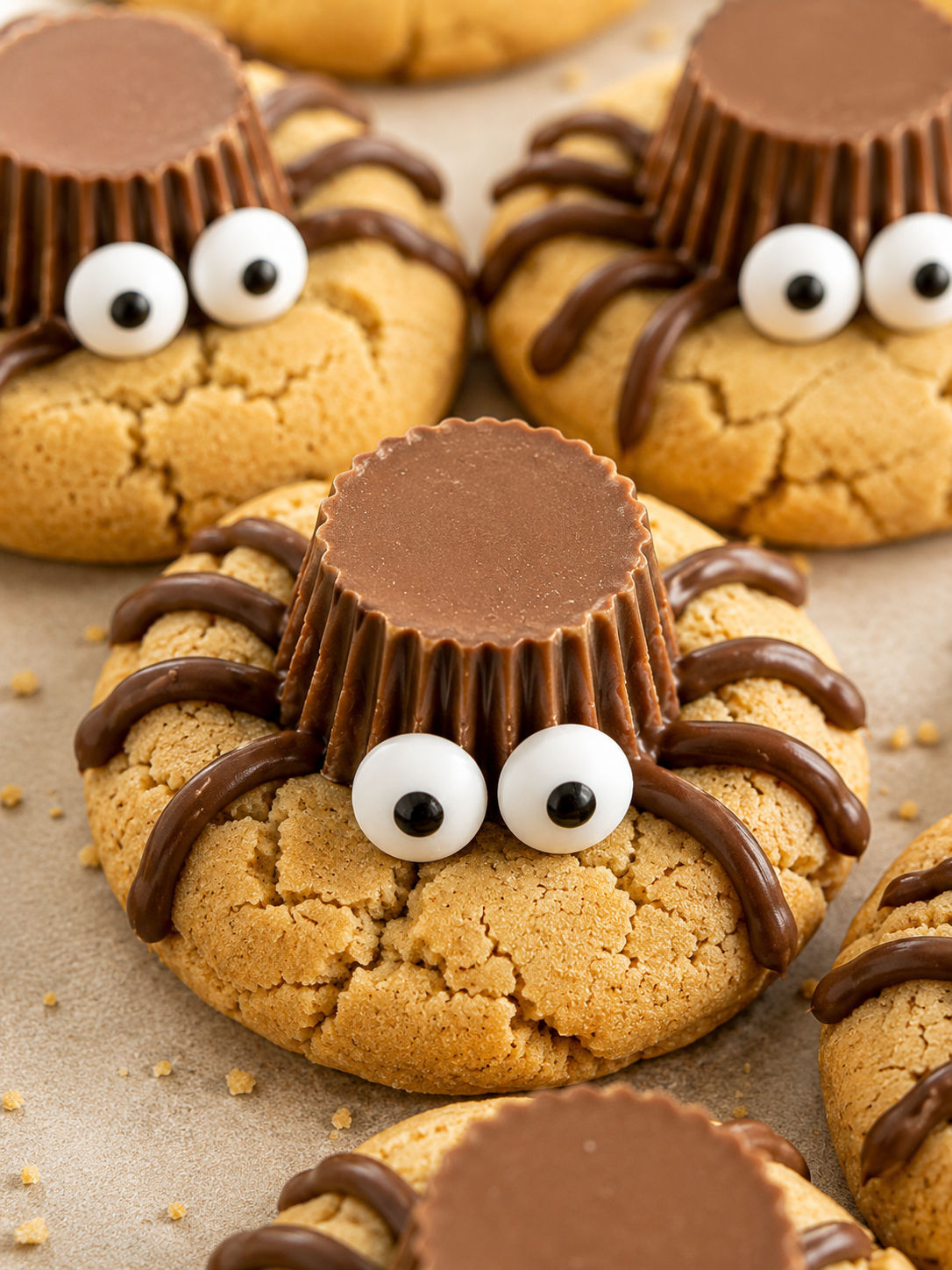 Peanut Butter Spider Cookies, plated and served