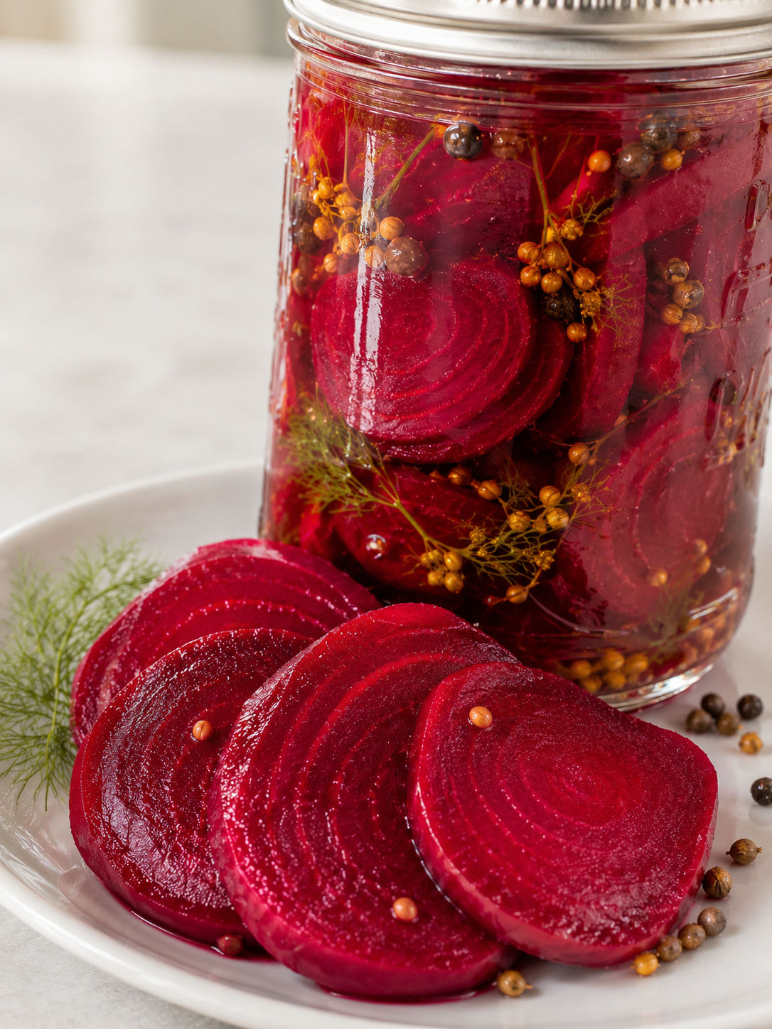 Pickled Beets, plated and served