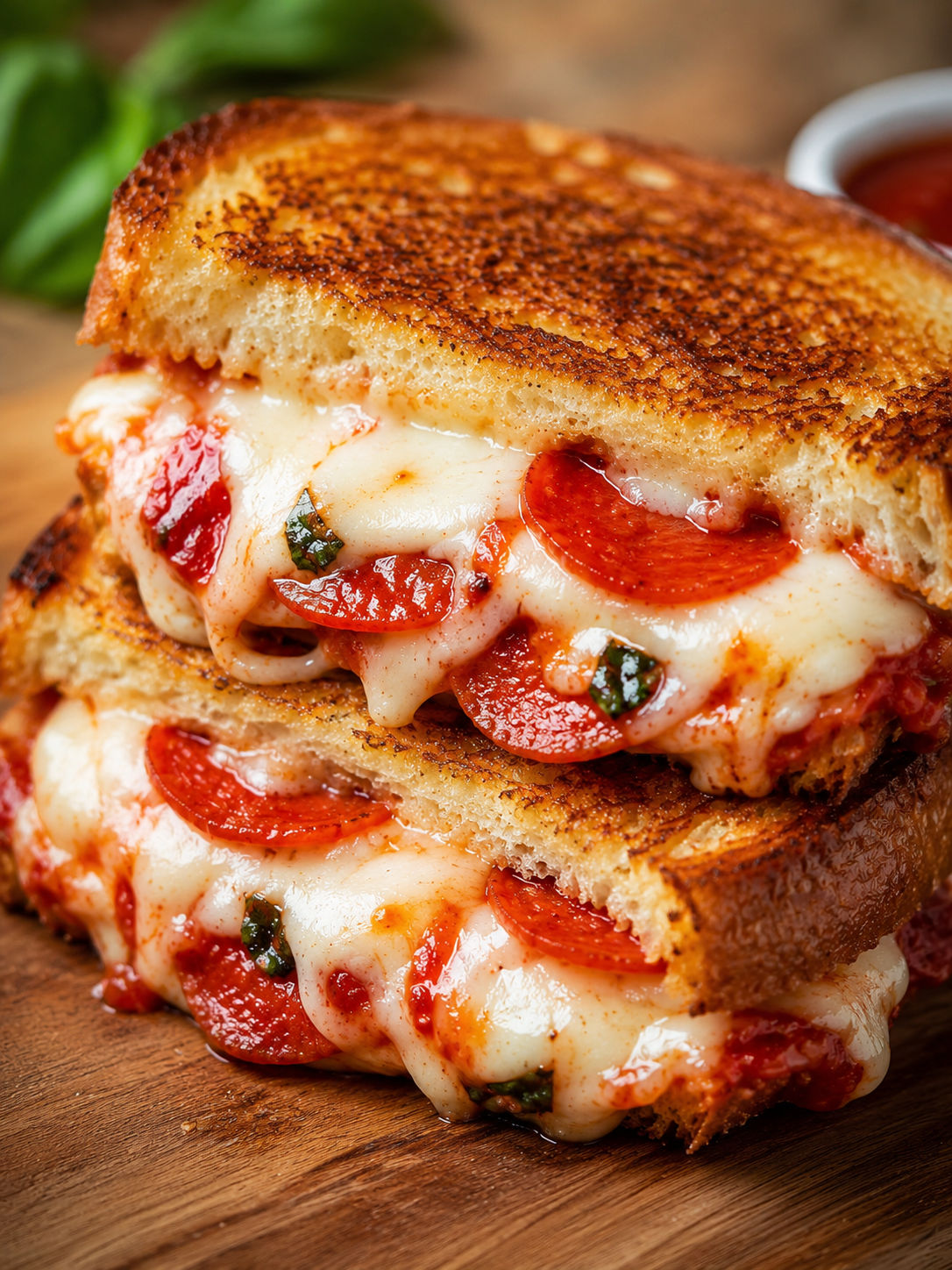 Pizza Grilled Cheese, plated and served