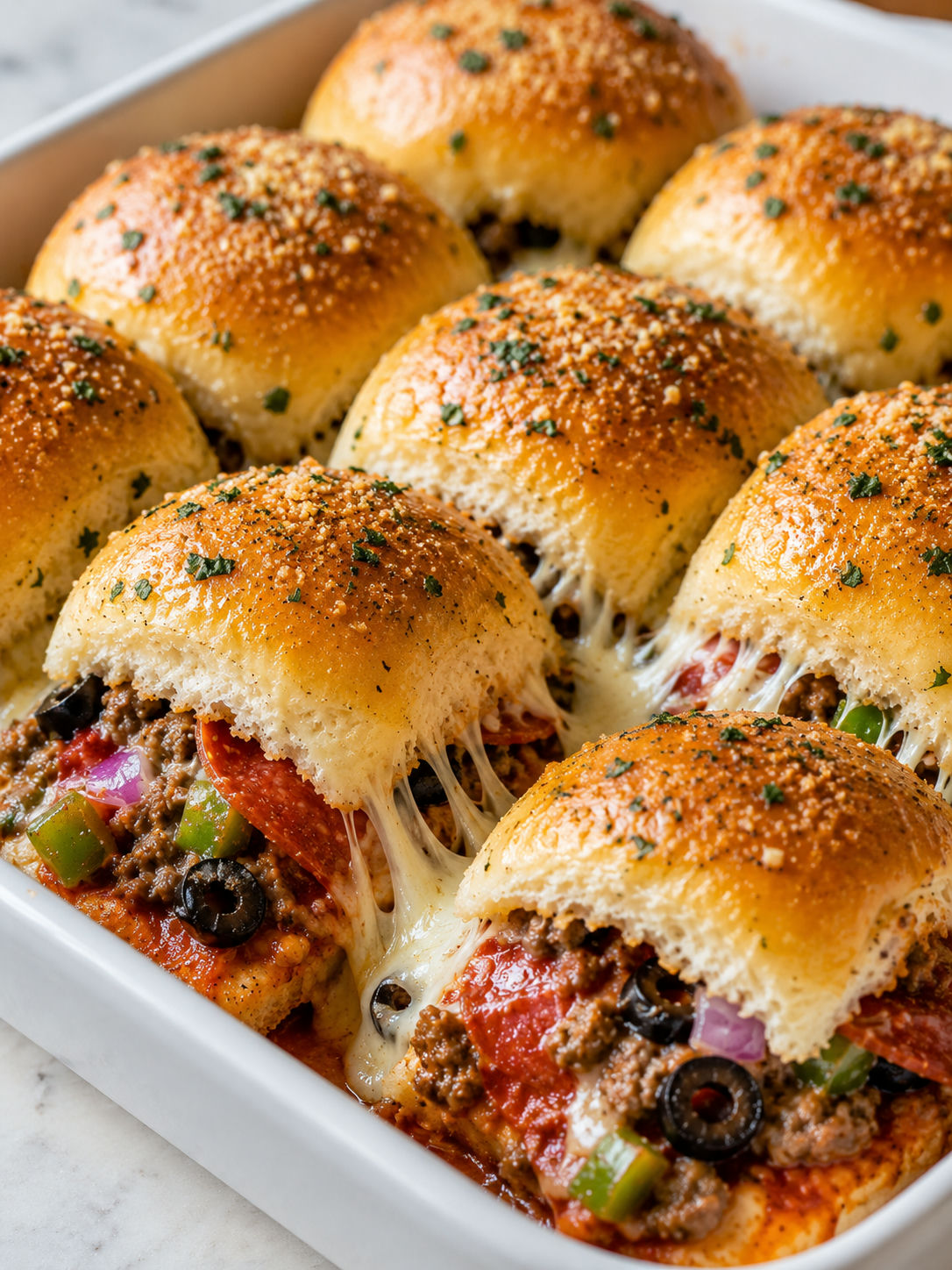 Pizza Supreme Sliders, plated and served