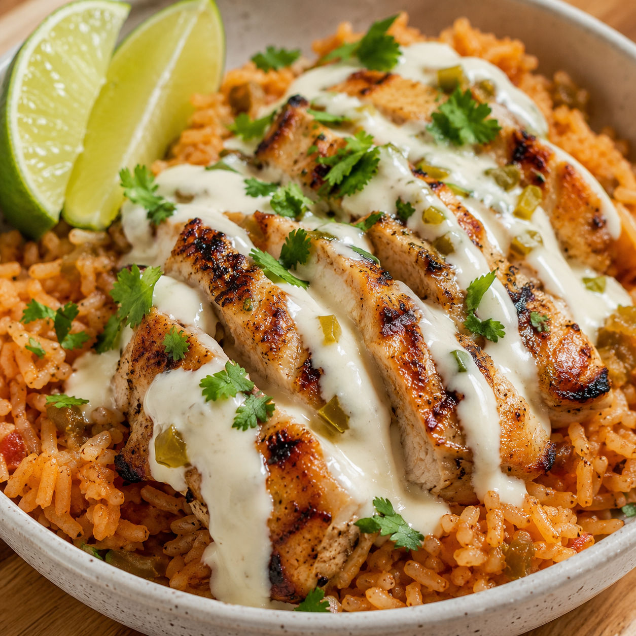 Pollo Loco chicken and rice with queso, cilantro, and lime