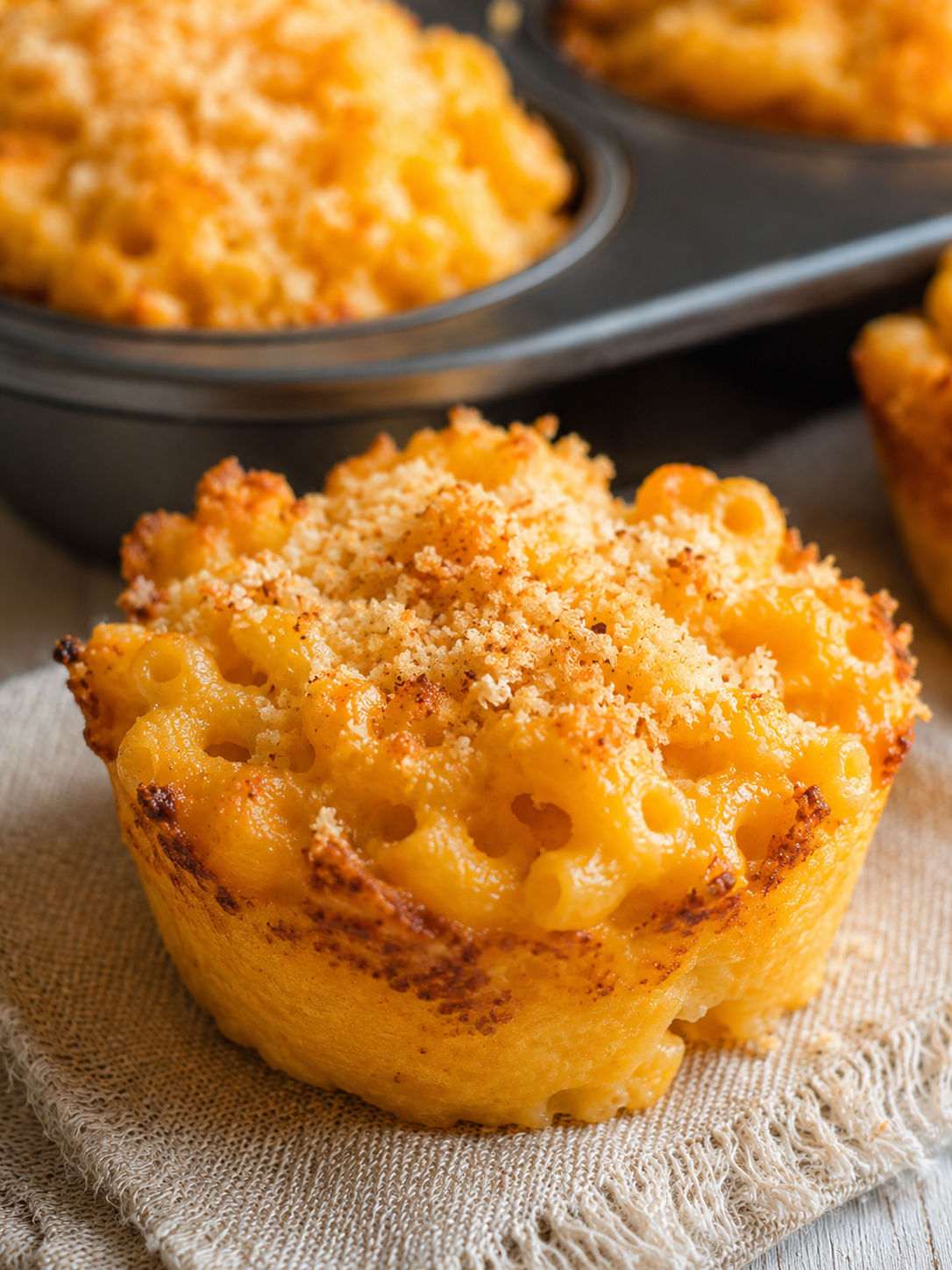 Pumpkin Mac & Cheese Cups, plated and served