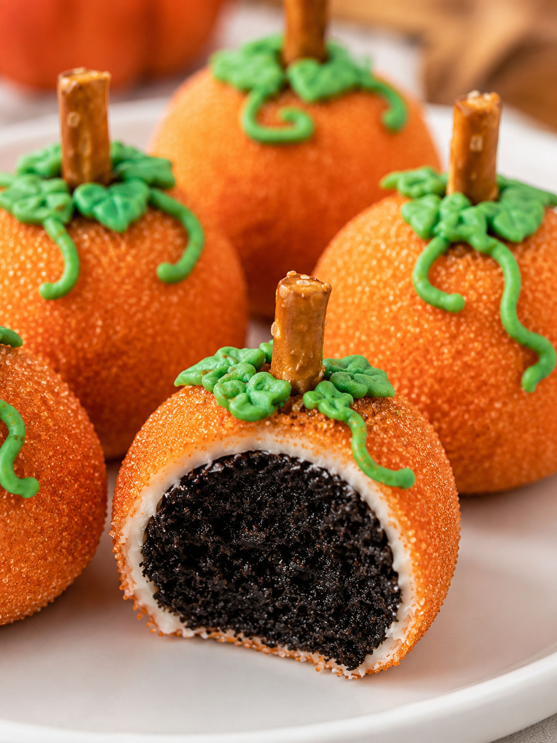 Pumpkin Oreo Balls, plated and served
