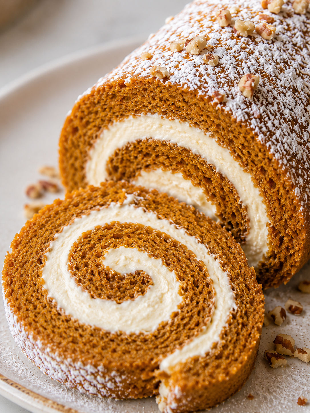 Pumpkin Roll, plated and served