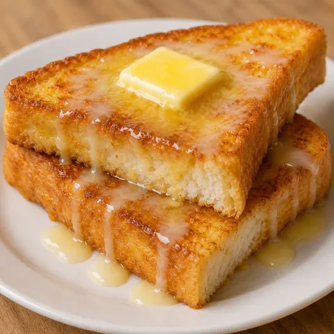Hong Kong style French toast with butter and condensed milk drizzle