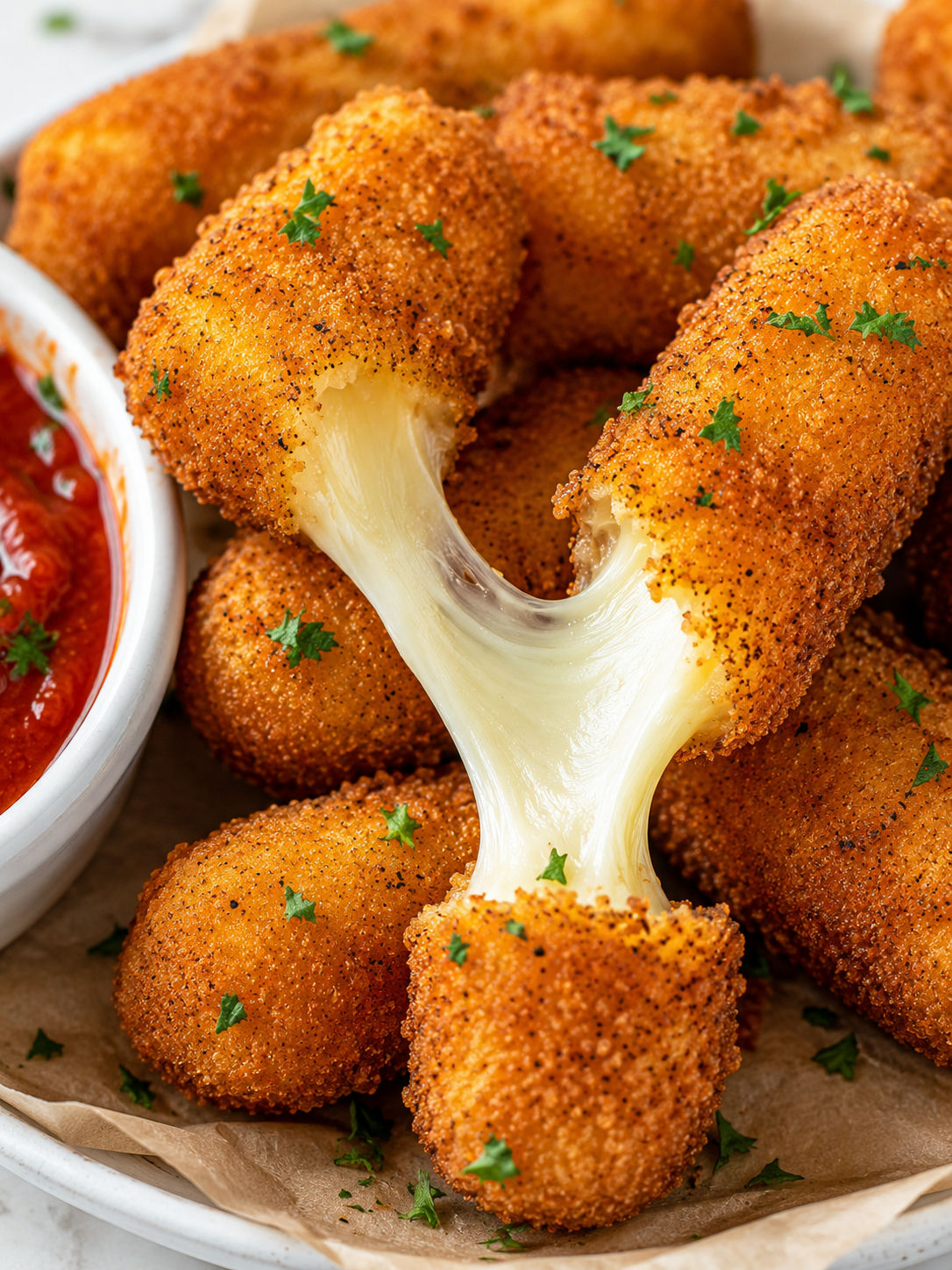 Quick and Easy Fried Cheese Bites, plated and served