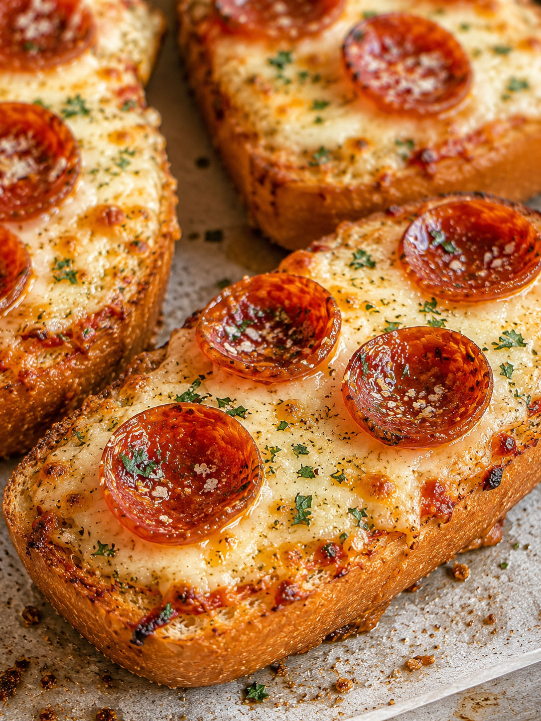 Quick and Easy Garlic Bread Pizza, plated and served
